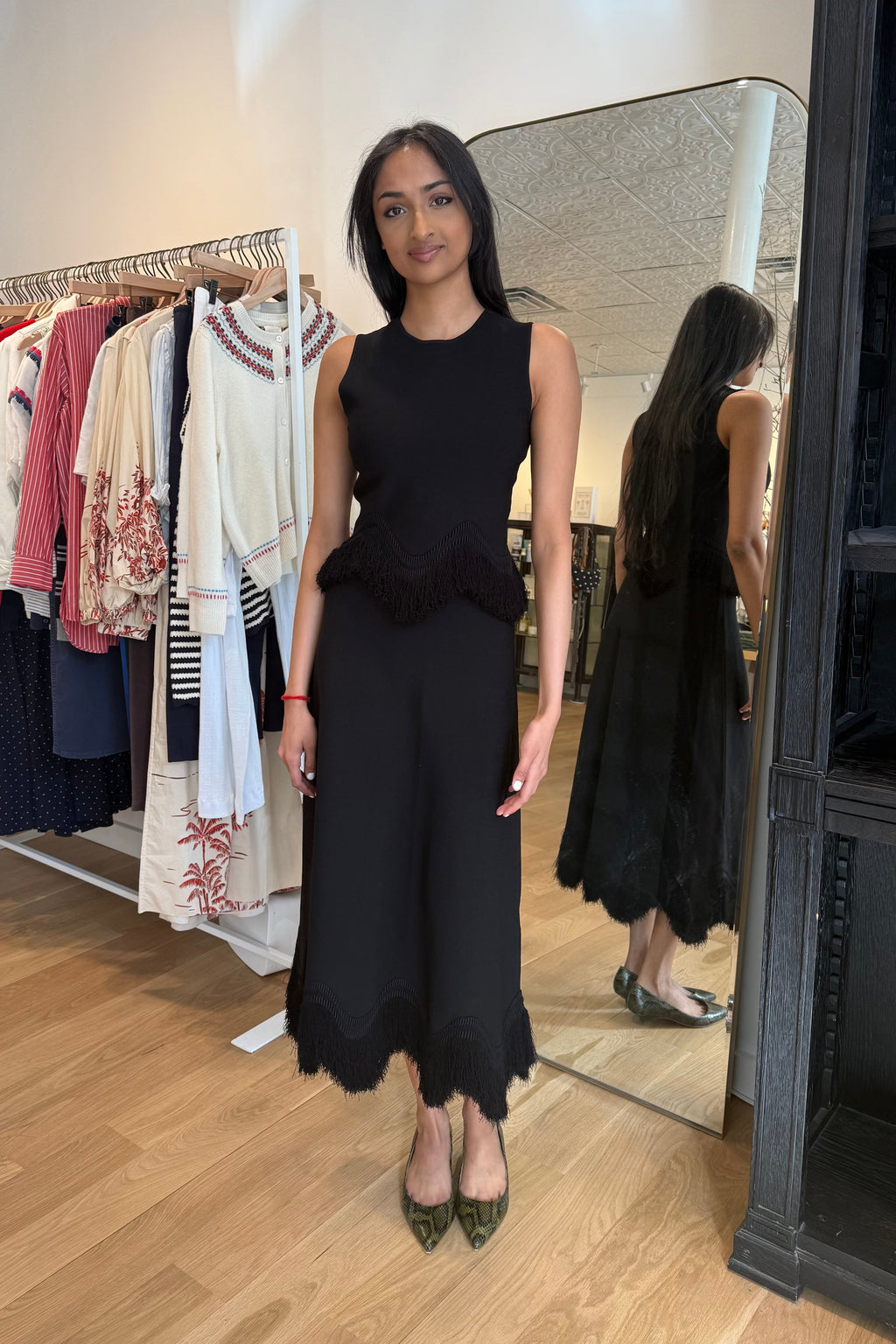 Koa Knit Top with Fringe - Noir