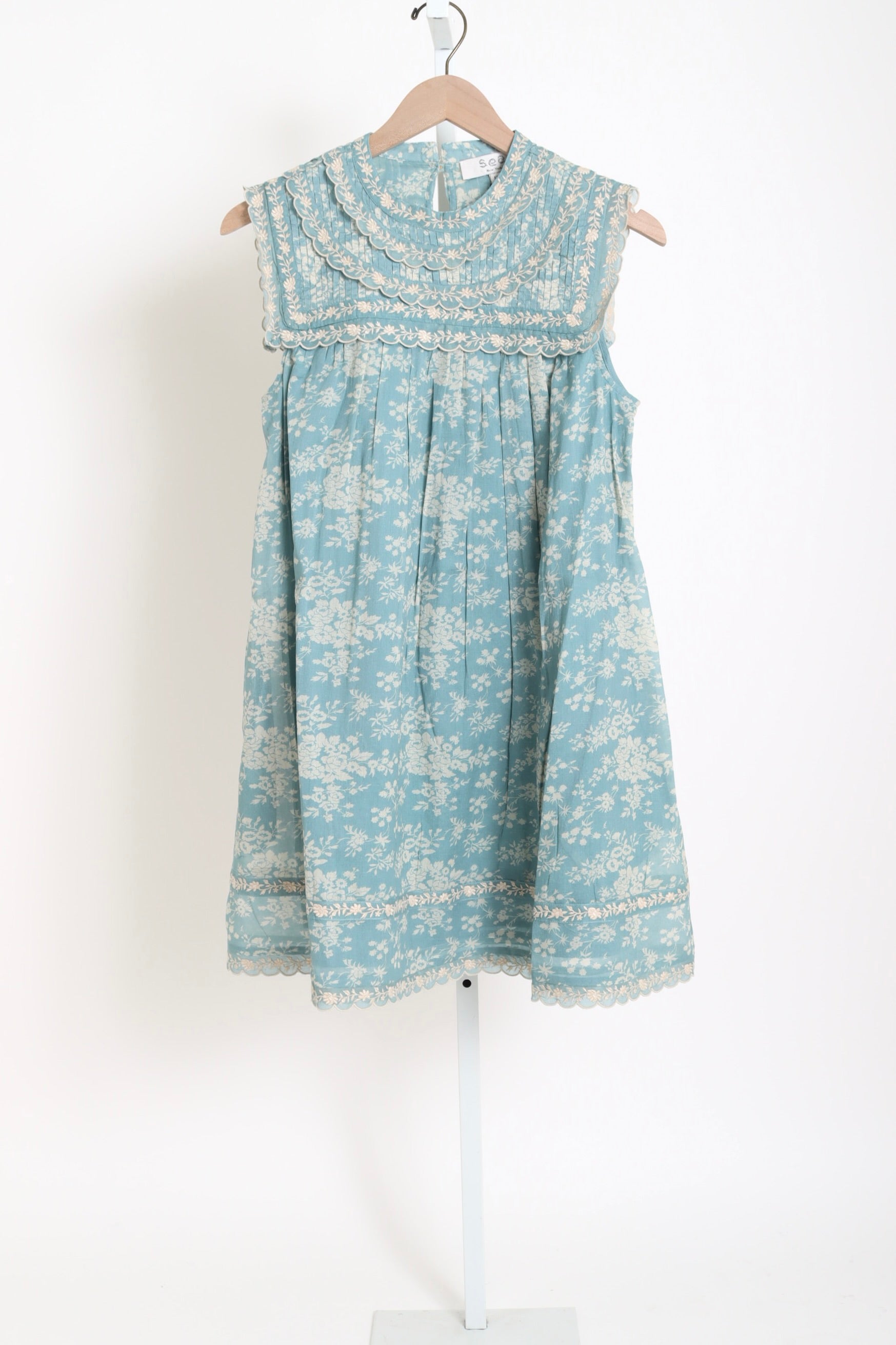 Kirsten Print Flared Mini Dress - Sky