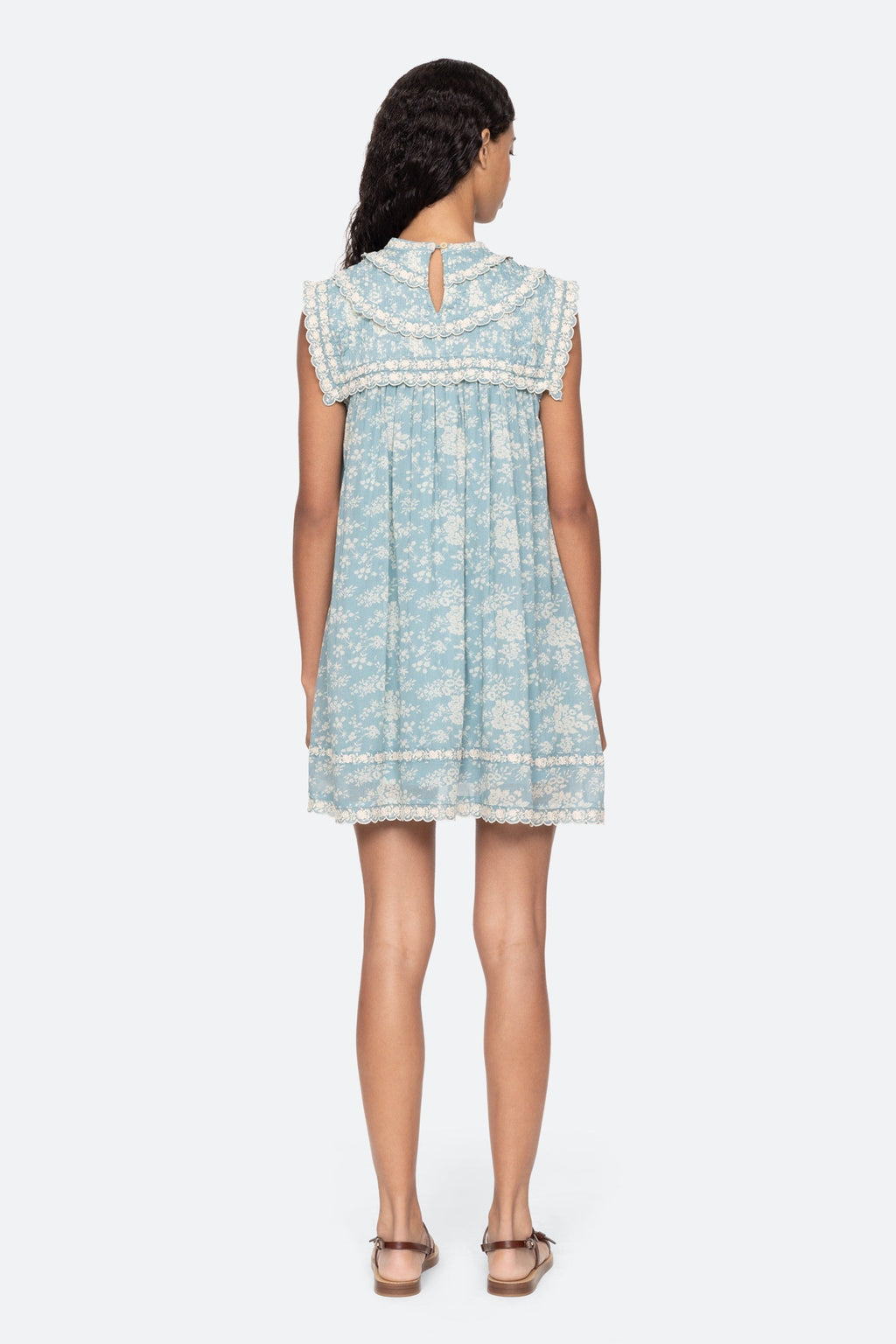 Kirsten Print Flared Mini Dress - Sky