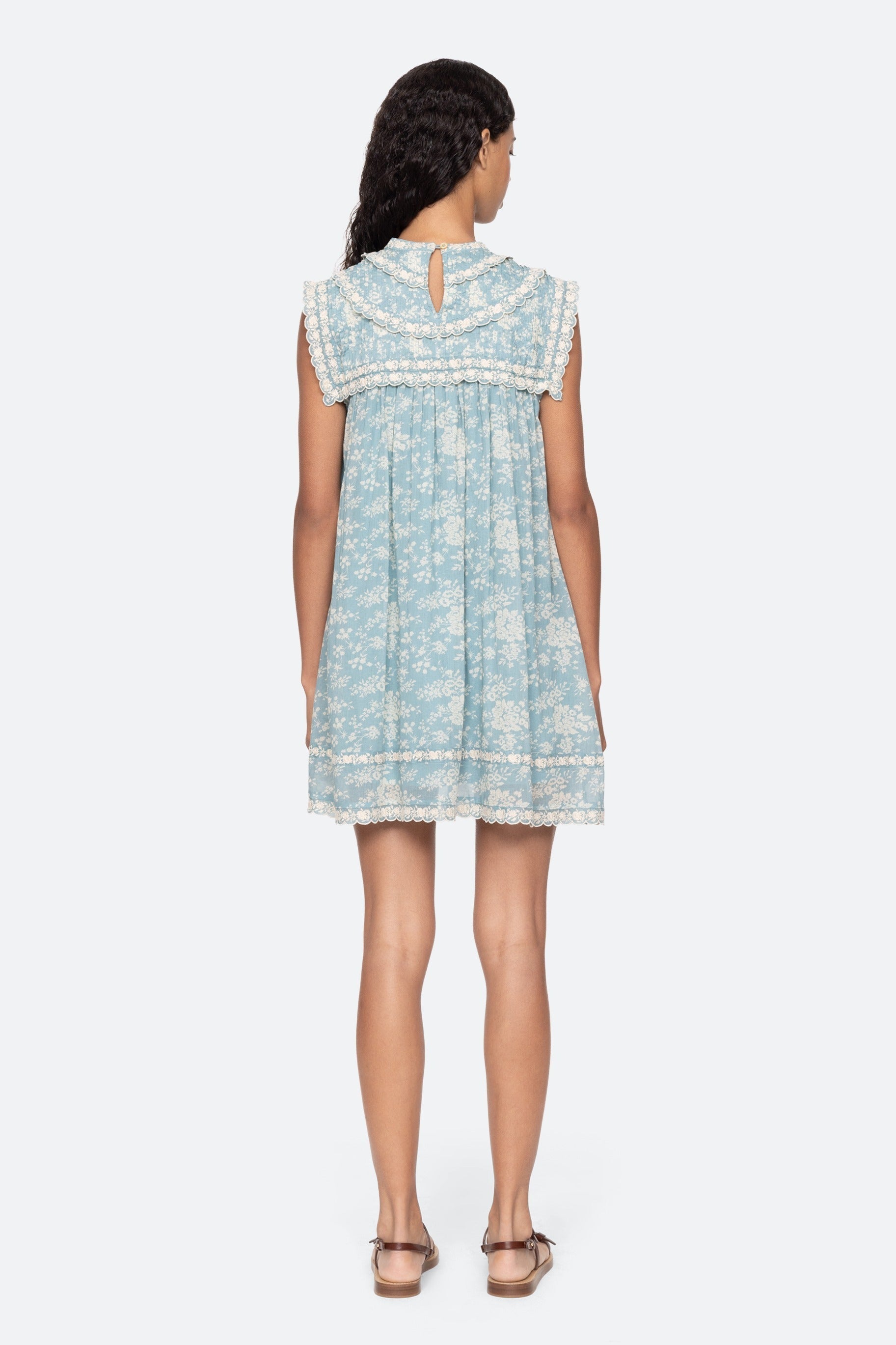 Kirsten Print Flared Mini Dress - Sky